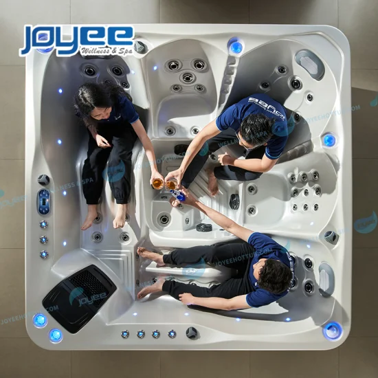 Joyee jakuzzi função banheira de spa fábrica 5 pessoas ao ar livre banheira de hidromassagem com fonte led bt alto-falante música qualidade europa